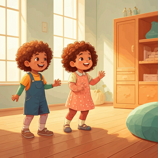 šťastné děti hrající si v herně s přirozeným světlem